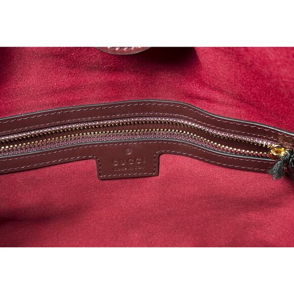 GUCCI Deco Medium Bordeaux Burgundy Quilted Leather Hobo Tote Chain Shoulder Bag - Picture 8 of 12